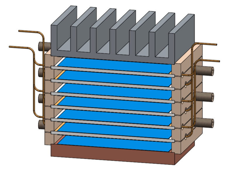 ELECTROCALORIC SOLID STATE COOLING MODULE WITH THERMAL DIODES (EKDM)